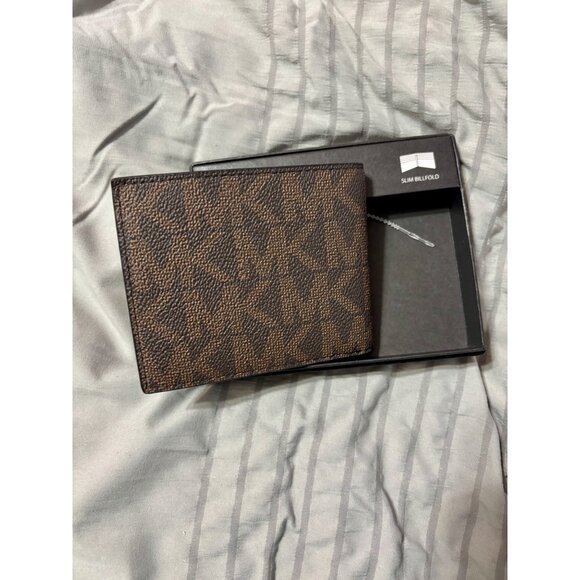 Designer Michael Kors Logo Mens Brown Logo Wallet - NWT - Picture 4 of 5